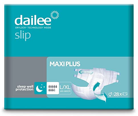 Dailee Slip L/XL - 28x Couches Adultes - Absorption Maxi Plus, Fuites Important 8,5 Gouttes - Slip Incontinence Homme, Femme et Personnes Âgées