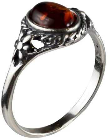 HolidayGiftShops Sterling Silver and Baltic Honey Amber Ring Mirela