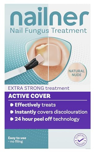 Nailner Active Cover - Nail Fungus Treatment - Instantly Covers Discoloured Nails - Innovative 24 Hour Peel Off Technology - Nude - 30ml