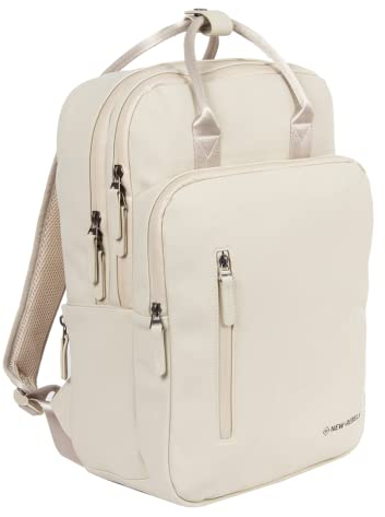 New Rebels William Milwaukee 18L Rucksack - 15,6-Zoll-Laptopfach mit wasserdichtem Reißverschluss - Gepolsterte Rückengurte - Stiftfach an der Vorderseite - Wasserfestes Material - Beige