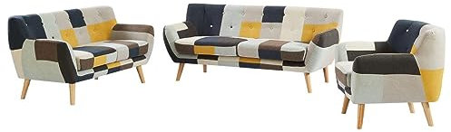Vente-unique-Couchgarnitur 3+2+1 - Patchwork - Mehrfarbig - SERTI II