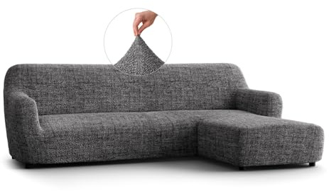 PAULATO - Bezug für Sofas mit rechter Halbinsel (gesehen von vorne), Sofabezug für Ecksofa in L-Form aus Mikrofaser, kratzfestes und maschinenwaschbares Gewebe, Made in Italy, Vittoria Grau