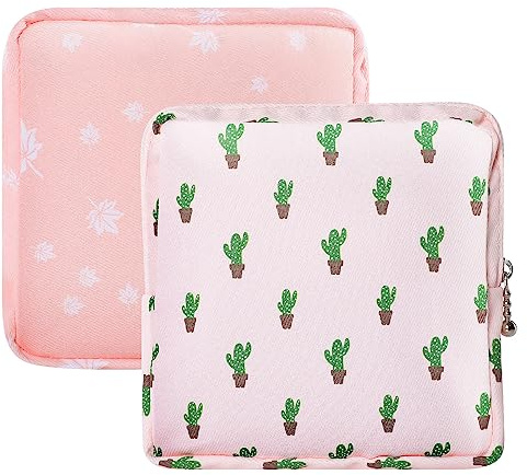 Ouligay 2Pcs Sanitary Towel Holder Sanitary Pad Storage Bag Reusable Period Bag Sanitary Towel Storage Bag with Zipper First Period Pouch Bag Feminine Menstrual Bags for Teen Girls School Women