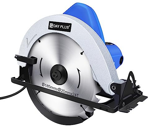 Corded Circular Saw, Banas 1200W 5500RPM Pure Copper Motor Electric Circular Saws with Aluminum Blade Housing, Saw Blade(185mm 24T), Max Cutting Depth 55mm, Ideal for Wood Cutting (Circular Saw)