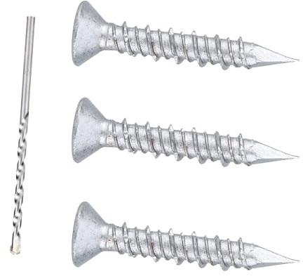 Bobibbi 3/16 x 1-1/4 410 Stainless Steel Flat Head Tapcon Concrete Screw Anchor, for Anchoring to Masonry, Block or Brick (100Pcs)