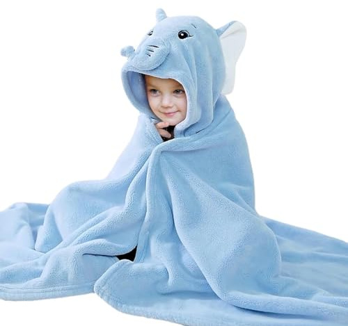 Decalsweet Elephant Hooded Towel for Kids,Ultra Soft Children's Bath Towel,Large Poncho Towel for Toddlers Boys Girls