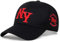 Gorra Beisbol Ajustable y Bordada con NY en Letras Rojas, de Tela Vaquera. para Hombres y Mujeres. 56-61cm. Cierre Hebilla. Color Negro.