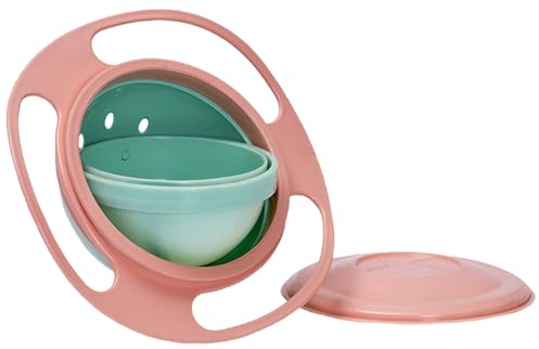 GNAUMORE 1 Pieza Tazón Giratorio Plato Infantil,Tazón Giratorio Infantil,Cuenco Giratorio Bebé,Gyro Bowl para Niños,Alimentos para Niños Tazón Giratorio,Tazón de Bebé 360°,Tazón Mágico(Rosa claro)