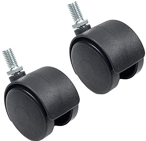 1.57 inch Wheel Dia PP Swivel Caster Wheels Plastic 360 Degree 10mm x 15mm Threaded Stem Caster Twin Wheel 40mm for Office Chair Commodity Shelf Black Tone With Brake 4Pcs (Color : M8 x 15mm without