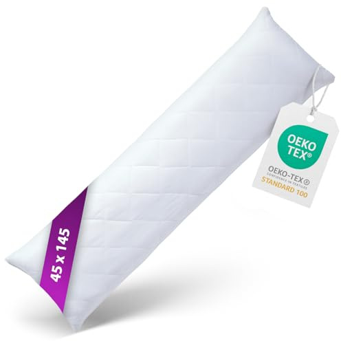 AddLiving- Seitenschläferkissen gesteppt 40x145 cm - Atmungsaktives Kissen für Seitenschläfer - Allergiker geeignet - langes Nackenkissen fürs Stillen und Schlafen in Seitenlage
