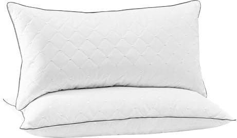 Deodar Oreiller en Plumes et Duvet d'oie 40x80, Lot de 2 Coussin Oreiller d'hôtel de Luxe Oreiller de Lit avec Housse 100% Coton, Lavable en Machine, Certifié Öko-Tex et RDS