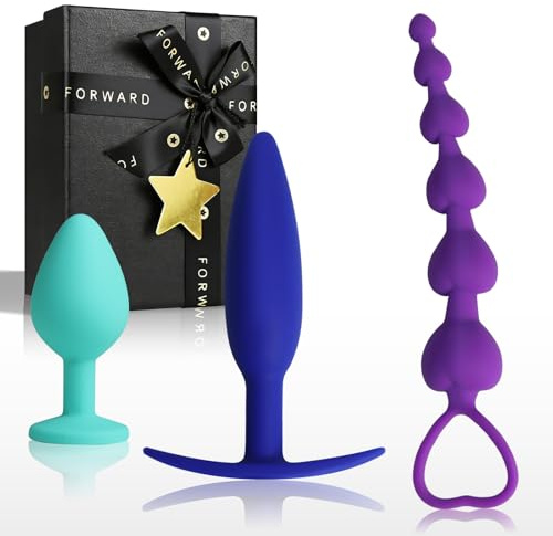 Anal Bead & Anal Training Kit, 3PCS Silicone Anal Plug Set with Pull Ring, Beginner to Advanced Anal Training Set for Men & Women, Adult Couples Sex Toys.