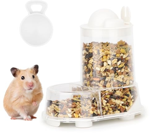 Wontee Hamster Feeder Food Bowl Automatic Dispenser for Dwarf Syrian Hamsters Mice Gerbils Rats or Other Similar-Sized Small Pets