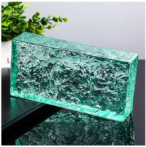 Blocchi di Vetro, Blocchi di Vetro Trasparenti con Motivo a Cristalli di Ghiaccio, Decorazioni Murali, Mattoni di Vetro Rettangolari Solidi Utilizzati Come Pareti Divisorie,Light Green,1 Pack