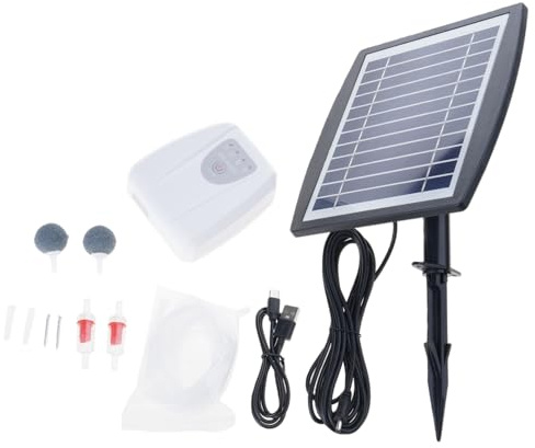 hogtnd Lot de 1 kit d'aérateur solaire avec deux pierres à air pour aquariums hydroponiques hydroponiques