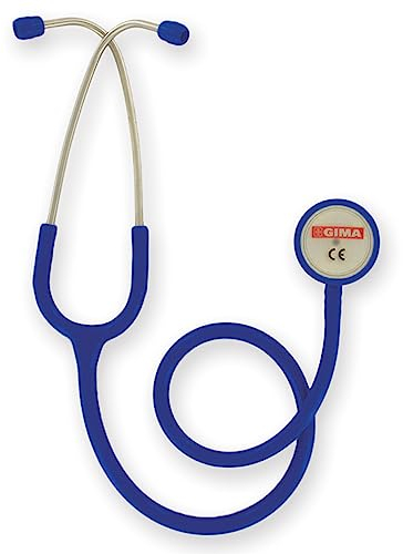 Gima - Duophone classique à double tête pour adultes, stéthoscope avec pavillon en acier inoxydable et bandeau avec double ressort interne, bleu, 32536