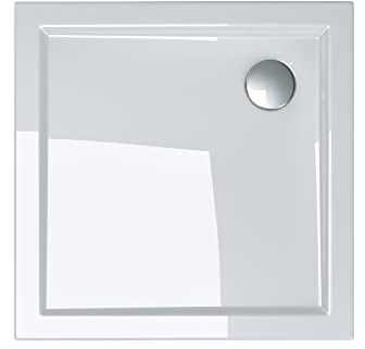 doporro Plato de Ducha 80x80x14 cm Acrílico Blanco, Cuadrado, Conexiones DIN, Fácil Montaje Faro1H