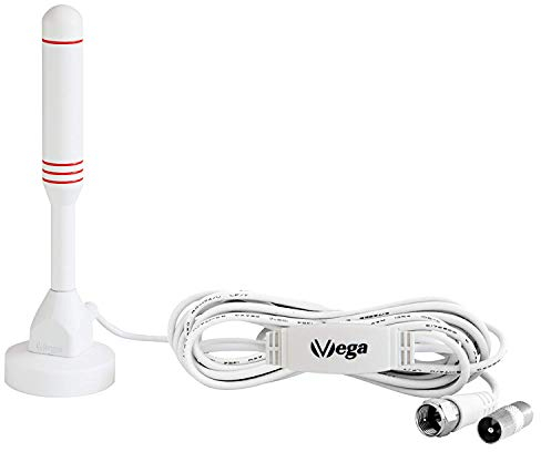VSG24 DVBT2 Antenne - Mobile Mini HDTV Zimmerantenne für Fernseher, max. Signalqualität durch ALU-Kern, 3m Kabel DVB-T2 Antenne Fernseher freenet tv innen außen