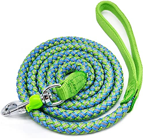 Mycicy 2/3/4/6/10 Foot Reflective Dog Leash Strong Nylon Rope Braided Heavy Duty for Large and Medium Small Dogs Walking Training Leads (Green, 6ft * 3/4)