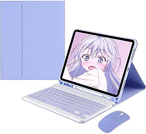 PboyiqiS Keyboard Case for iPad 9th/8th/7th Gen & iPad Air 3/Pro 10.5 with Mouse, Pencil Holder & Kickstand - Wireless Bluetooth (Purple)