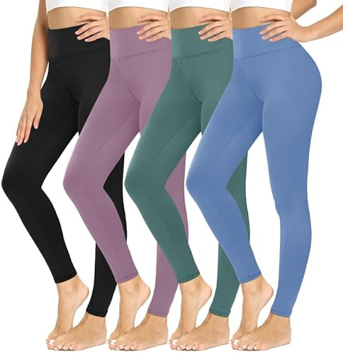 CAMPSNAIL Leggings Damen High Waist Blickdicht Leggings Weich Leggins Elastisch Sportleggins Lang Bauchweg Push Up Hose für Yoga Sport Gym(Schwarz/Dunkelgrün/Hellblau/lila, One Size(DE34-40))