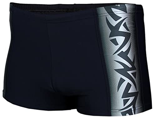 Aquarti Herren Kurze Badehose mit Streifen, Farbe: 13717A Schwarz/Graphit, Größe: 6XL