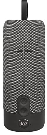 JAZ SBS Speaker wireless 10W con laccetto, cassa audio True Wireless Stereo in tessuto, altoparlante con vivavoce, porte per chiavetta USB, Micro SD e AUX, cavo di ricarica incluso, Nero
