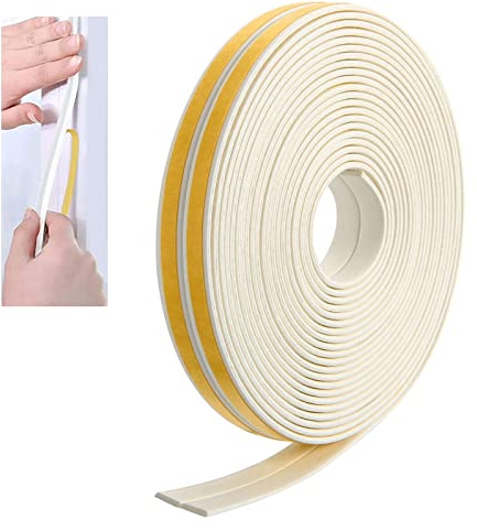 12 M Dichtungsband Selbstklebendes für Türen Fenster, 9mm(B) x 2mm(D) Schaumstoff Klebeband Schaumstoffstreifen, Türdichtung Fenster Gummidichtung für Anti-Kollision/Schalldichter/Wasserdichter(Weiß)