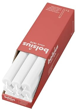 Bolsius Rustik - Candele a bastoncino - colore bianco - set da 9 pezzi - lunghezza 13 ore - non profumate - cera vegetale naturale - senza olio di palma - 27 x 2,3 cm