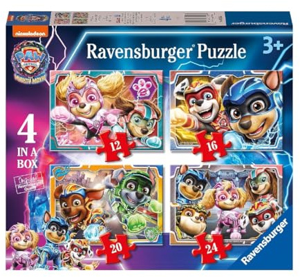 Ravensburger Paw Patrol Mighty Movie - 4 in a Box (12, 16, 20, 24 Piece) Jigsaw Puzzles for Kids Age 3 Years Up