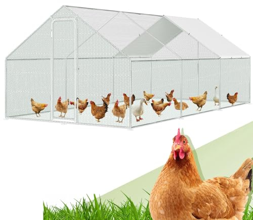 Randaco - Poulailler XXL avec aire de jeux - 3 x 6 x 2 m - En acier galvanisé - Installation à l'extérieur - Geflügelstall avec serrure et toile de couleur PE imperméable, pour poulailler, volaille