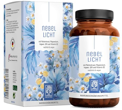 NATURTREU® Nebellicht - Mutterkraut Komplex hochdosiert 1260 mg pro Tag - Komplex mit Ingwer, Magnesium, Coenzym Q10 & Vitamin B2 - natürlich und vegan