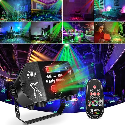 Anykuu Luces de Discoteca Luces de Fiesta LED RGB con Mando a Distancia Inalámbrico y Luces de escenario Activadas por Sonido para Casa/Bodas/Fiesta/Cumpleaños/Bar/Navidad