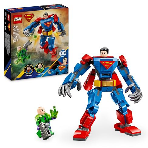 LEGO DC Superman Mech vs. Lex Luthor - Superhelden Spielzeug mit 2 Minifiguren - baubare Actionfigur mit beweglichen Armen, Beinen und Fingern - Geschenk für Jungen und Mädchen ab 6 Jahren 76302