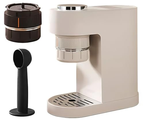YIWEOG Cafetera eléctrica con pantalla táctil digital, minicafetera de 12 bares con cuchara dosificadora, tanque de agua de 280 ml/9,5 oz, cafetera espresso inalámbrica recargable, funciona con cápsul