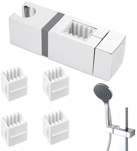 SGFNXB Shower Holder,Shower Head Holder,360° Angle Adjustable Square Shower Holder Bracket Shower Head Holders,with 4 Sizes Slip-On Lift Rod Mounts for Any Rail Rectangular Shower Rails