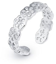 Amberta Anillo Pie Plata de Ley 925 | Joyas para Verano Mujer Boho Ola Hoja Flor Corazón Delfín Corona