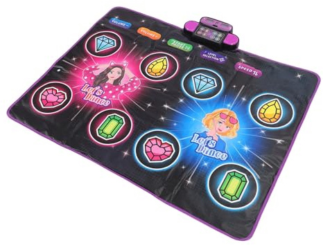 UPALDHOU Kids Dance Mat LED Double Player Interactive Dance Mat, 41.5x31.5in, 8 Utmaningsnivåer, 7 Ljuseffekter, Batteridriven, Motorisk Kompetensutvecklingsverktyg för åldrarna 5-12 år, Syncs