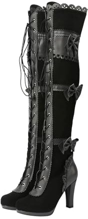 Cuissarde Femme Talon Haut Sexy Botte Cuissardes Femmes Cuir Classiques Talon Aiguille Cuissarde Bout Pointu Botte Montantes Hipster Club Fête Escarpins Haute Bottes au-dessus du Genou Boots Élégants