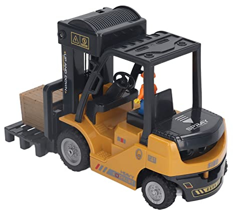 Fauitay Jouet de Chariot élévateur télécommandé 1:24, Véhicule de Construction en Alliage 2.4G avec Lumières LED de Fumée Arrière, Sons de Simulation pour Enfants, Expérience de