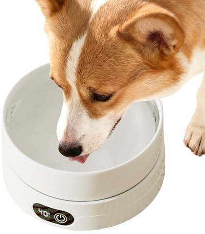 Cuenco térmico, Plato térmico para Mascotas, Plato de Agua con 4 ajustes de Temperatura para Perros, Gatos, Pollos, Patos, pájaros, Animales, Cachorros, Accesorios de hidratación para