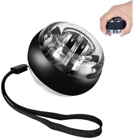 Curaball Hand Exerciser，Metal Auto-Start Gyroscopic Wrist Strengthener with LED Lights, Hand Grip Trainer for Forearm & Finger Strength, Durable Torque Ball (1pc)