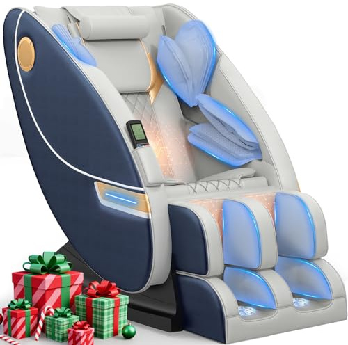 Gegcucey Massage Chair, 14 Fixed Rollers, Airbags, Heating for Home (Blue) | Zero Gravity Full Body Massage Chair with 16 Manual & 5 Auto Programmes, Shiatsu Massage, Foot Massage, Bluetooth Speaker