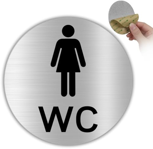 LEIASA | Plaque Toilettes Femmes - Ø 10 cm - Aluminium - Panneau WC Dames
