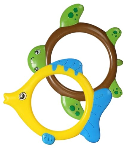 Anillos de Buceo, Anillos de Piscina para niños Buceo 2 Piezas Lindo Animal Marino de Verano Entrenamiento Subacuático ABS Juguetes de natación, Peces + Tortuga