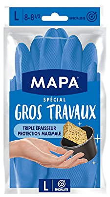 MAPA - Gros Travaux - Gants de Ménage Doublure Textile et Triple Epaisseur - Idéal gros travaux d'intérieur - 1 paire - Taille L
