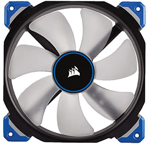 Corsair CO-9050048-WW ML Series ML140 Pro LED Blue 140 Mm Low Noise High Pressure Premium Magnetic Levitation LED Fan - Black/Blue