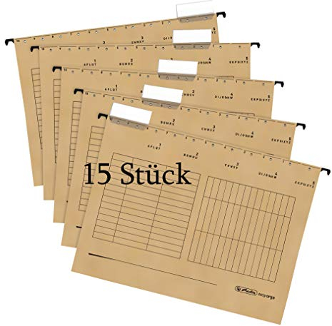 Herlitz Hängemappe A4 UniReg Kraftkarton, 230 g/qm 3x 5er Pack (Mappe) (natron)