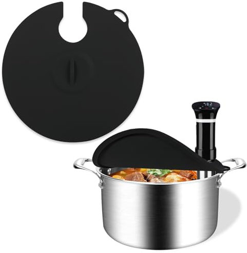 Hescred Sous Vide Precision Cooker Silicone Lids, Fits up to 11 pot, Compatible with Anova Culinary Sous Vide Precision Cookers, Prevent Water Evaporation and Retain Flavor (Black)