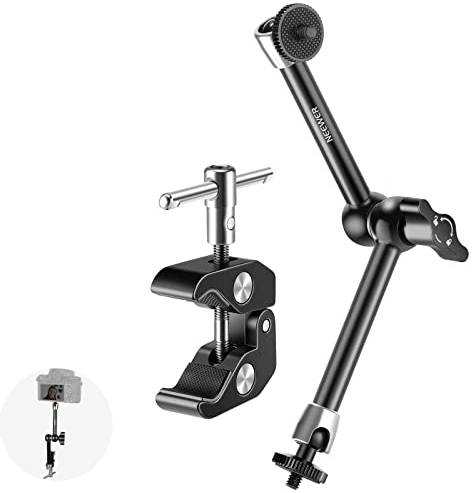 Neewer Verstellbarer magischer Arm mit Superklemme, 6,35 mm und 9,52 Gewinde, 6,35 mm Schrauben für Blitz/LED-Licht/Mikrofon/Monitor, kompatibel mit SmallRig-Kamerakäfig, maximale Tragkraft: 2 kg
